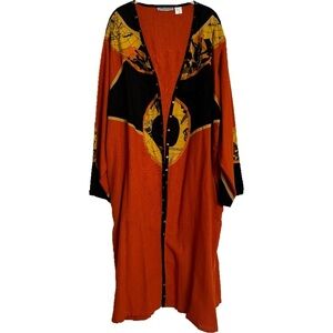 Molato Mixed Decor Natural Kimono Open Front Duster Cardigan Size 2X Artsy